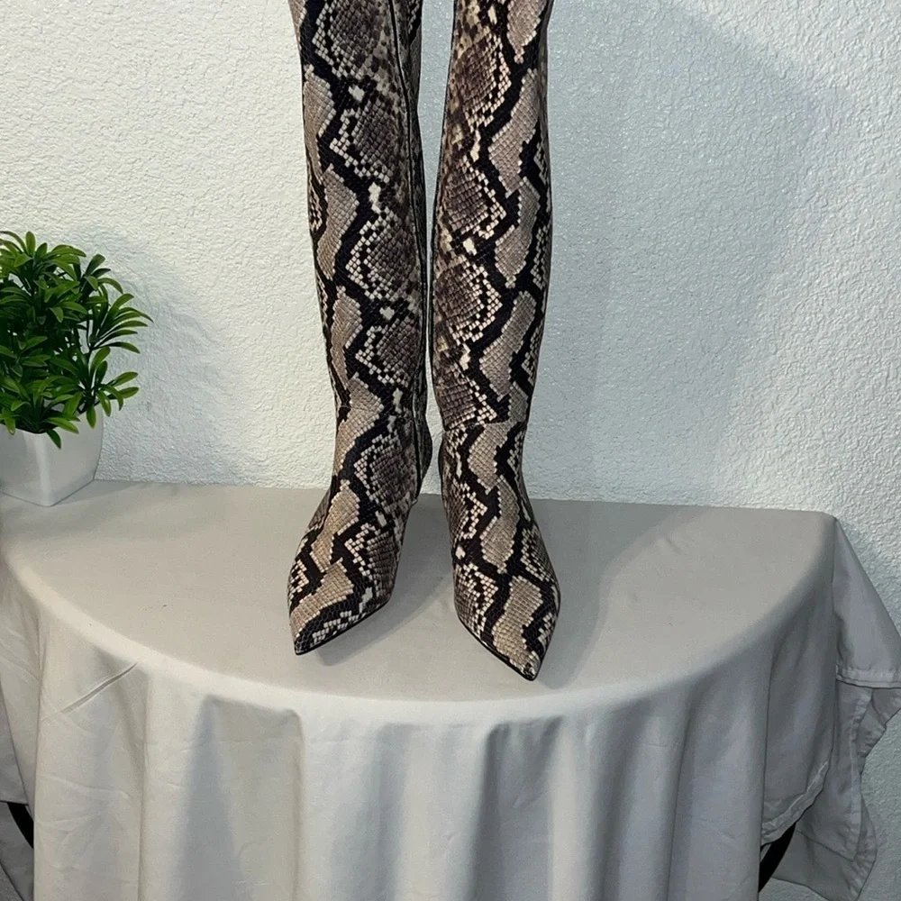 Gianni Bini Gray and Cream Over the Knee Boots